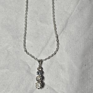 New Monet Timeless Collection Silver-tone Rhinestone Crystal Pendant Necklace